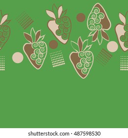 Horizontal seamless pattern of strawberry,  halftone.