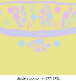  Horizontal seamless pattern of strawberry, striped,  halftone.