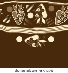  Horizontal seamless pattern of strawberry, striped,  halftone.