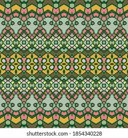 Horizontal seamless pattern tribal design. Ethnic textile print. Vector fashion background.  Decorative ribbon.