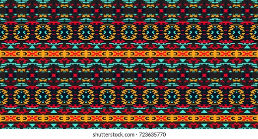 Horizontal seamless pattern tribal design. Ethnic textile print. Vector fashion background.