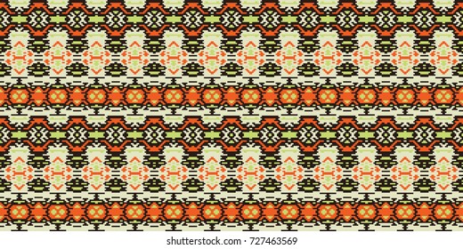 Horizontal seamless pattern tribal design. Ethnic textile print. Vector fashion background.