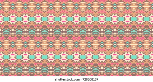 Horizontal seamless pattern tribal design. Ethnic textile print. Vector fashion background