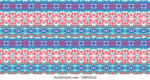 Horizontal seamless pattern tribal design. Ethnic textile print. Vector fashion background.