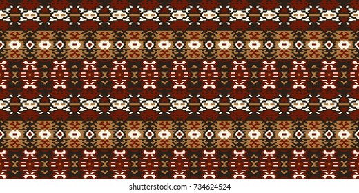 Horizontal seamless pattern tribal design. Ethnic textile print. Vector fashion background.