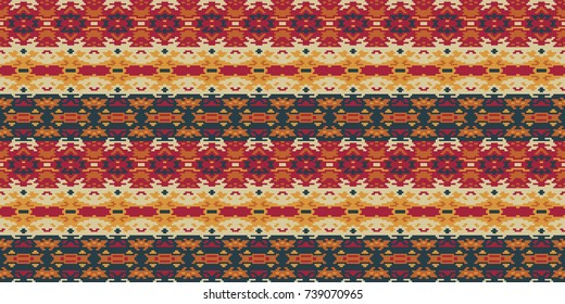 Horizontal seamless pattern tribal design. Ethnic textile print. Vector fashion background.