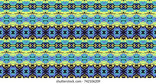 Horizontal seamless pattern tribal design. Ethnic textile print. Vector fashion background.
