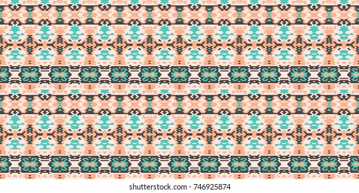 Horizontal seamless pattern tribal design. Ethnic textile print. Vector fashion background.