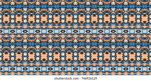 Horizontal seamless pattern tribal design. Ethnic textile print. Vector fashion background.