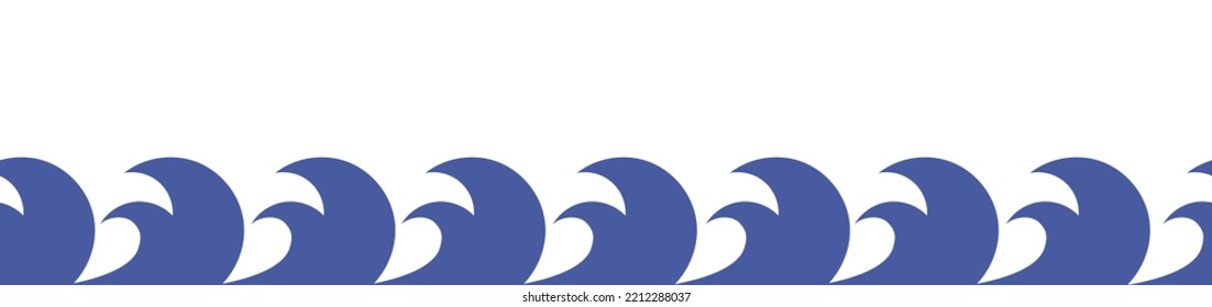 Horizontal seamless pattern with waves. Wave pattern. Marine design element. Vector illustration in flat style. Banner, poster, wallpaper, wrapping paper, textiles, print
