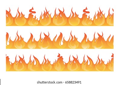 Horizontal seamless pattern of wildfire silhouette. Danger flames vector illustration