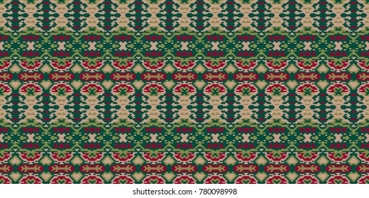 Horizontal seamless pattern winter design. Ethnic textile print. Vector fashion background.