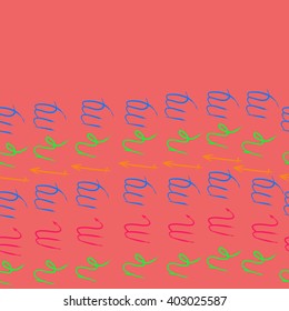 Horizontal seamless pattern of zodiac signs motif,sagittarius,virgo, capricorn, scorpio, object, copy space. Hand drawn.