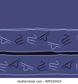 Horizontal seamless   pattern of zodiac signs, doodles, libra, scorpio,object, stripes, spot, copy space. Hand drawn.