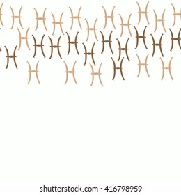 Horizontal seamless pattern of zodiac signs, doodles, object,pisces, copy space. Hand drawn.
