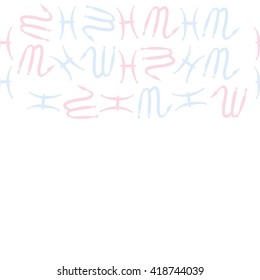 Horizontal seamless pattern of zodiac signs, doodles, object,pisces,scorpio,  copy space. Hand drawn.