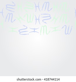 Horizontal seamless pattern of zodiac signs, doodles, object,pisces,scorpio,  copy space. Hand drawn.
