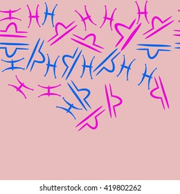 Horizontal seamless  pattern of zodiac signs, doodles, object,pisces,libra, copy space. Hand drawn.
