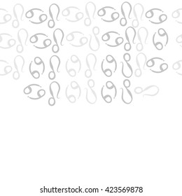 Horizontal seamless  pattern  of zodiac signs, doodles, object,cancer, lion, copy space. Hand drawn.