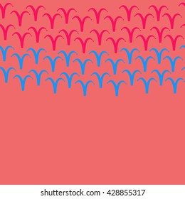 Horizontal seamless pattern of zodiac signs, doodles,  object,aries, copy space. Hand drawn.