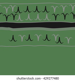 Horizontal seamless  pattern of zodiac signs, doodles,  object,aries,stripes, spot, copy space. Hand drawn.