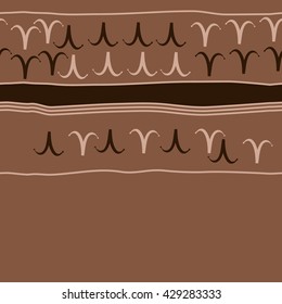 Horizontal seamless  pattern of zodiac signs, doodles,  object,aries,stripes, spot, copy space. Hand drawn.