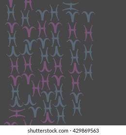 Horizontal seamless  pattern of zodiac signs, doodles,  object,aries, pisces,  copy space. Hand drawn.