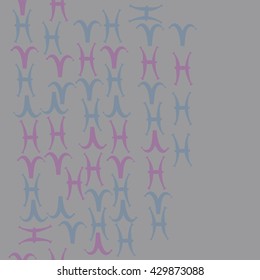 Horizontal seamless  pattern of zodiac signs, doodles,  object,aries, pisces,  copy space. Hand drawn.