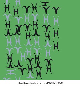 Horizontal seamless  pattern of zodiac signs, doodles,  object,aries, pisces,  copy space. Hand drawn.