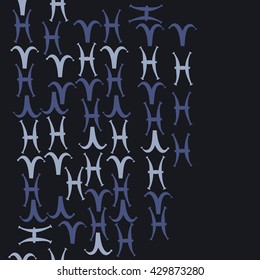 Horizontal seamless  pattern of zodiac signs, doodles,  object,aries, pisces,  copy space. Hand drawn.