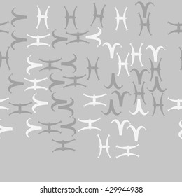 Horizontal seamless  pattern of zodiac signs, doodles,  object,aries, pisces,  copy space. Hand drawn.