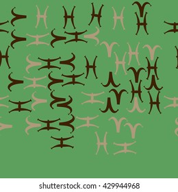 Horizontal seamless  pattern of zodiac signs, doodles,  object,aries, pisces,  copy space. Hand drawn.
