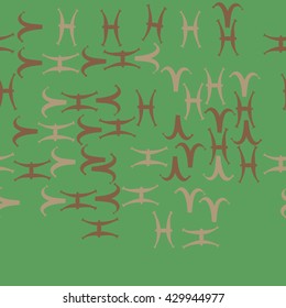 Horizontal seamless  pattern of zodiac signs, doodles,  object,aries, pisces,  copy space. Hand drawn.