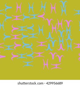 Horizontal seamless  pattern of zodiac signs, doodles,  object,aries, pisces,  copy space. Hand drawn.