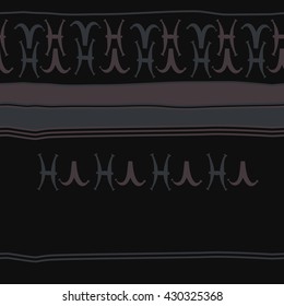 Horizontal seamless  pattern of zodiac signs, doodles,  object,aries, pisces, stripes, spots, copy space. Hand drawn.