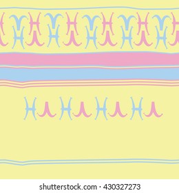 Horizontal seamless  pattern of zodiac signs, doodles,  object,aries, pisces, stripes, spots, copy space. Hand drawn.