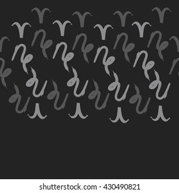 Horizontal seamless  pattern of zodiac signs, doodles,  object,aries,capricorn, copy space. Hand drawn.