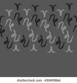 Horizontal seamless  pattern of zodiac signs, doodles,  object,aries,capricorn, copy space. Hand drawn.