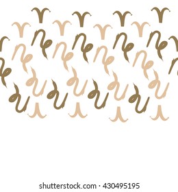 Horizontal seamless  pattern of zodiac signs, doodles,  object,aries,capricorn, copy space. Hand drawn.
