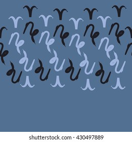 Horizontal seamless  pattern of zodiac signs, doodles,  object,aries,capricorn, copy space. Hand drawn.