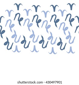 Horizontal seamless  pattern of zodiac signs, doodles,  object,aries,capricorn, copy space. Hand drawn.