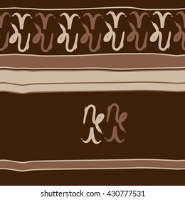 Horizontal seamless  pattern of zodiac signs, doodles,  object,aries,capricorn, stripes, spots, copy space. Hand drawn.