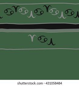 Horizontal seamless  pattern of zodiac signs, doodles,  object,aries,cancer,stripes, spot,  copy space. Hand drawn.