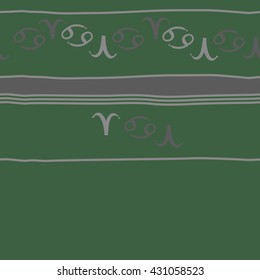 Horizontal seamless  pattern of zodiac signs, doodles,  object,aries,cancer,stripes, spot,  copy space. Hand drawn.
