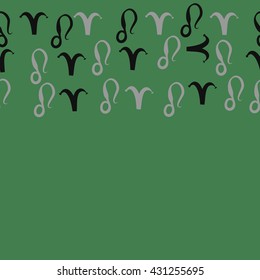 Horizontal seamless  pattern of zodiac signs, doodles,  object,aries,lion,  copy space. Hand drawn.