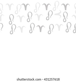 Horizontal seamless  pattern of zodiac signs, doodles,  object,aries,lion,  copy space. Hand drawn.