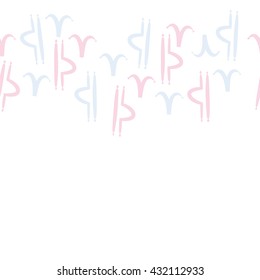 Horizontal seamless  pattern of zodiac signs, doodles,  object,aries,libra,  copy space. Hand drawn.