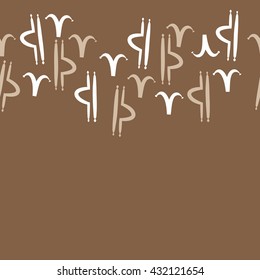 Horizontal seamless  pattern of zodiac signs, doodles,  object,aries,libra,  copy space. Hand drawn.