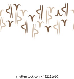 Horizontal seamless  pattern of zodiac signs, doodles,  object,aries,libra,  copy space. Hand drawn.