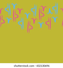 Horizontal seamless  pattern of zodiac signs, doodles,  object,aries,libra,  copy space. Hand drawn.